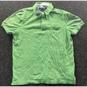 Tommy Hilfiger Green Polo Shirt M Crest Logo Slim Fit Coupe Sur Mesure